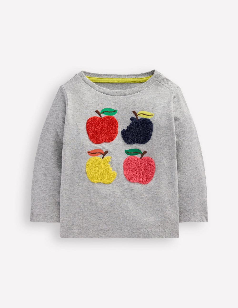Long Sleeve Applique T-shirt - Grey Marl Apples