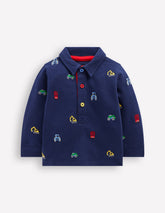 Rugby Shirt - Blue Transport Embroidery