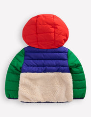 Mixed Borg Jacket - Multi Colour Block