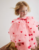 Tulle Heart Cape - Chalk Pink Hearts