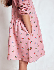 Cosy Jersey Shirt Dress - Vintage Pink Spaced Ditsy