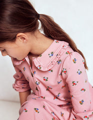 Cosy Jersey Shirt Dress - Vintage Pink Spaced Ditsy
