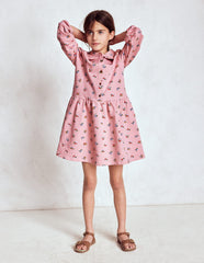 Cosy Jersey Shirt Dress - Vintage Pink Spaced Ditsy