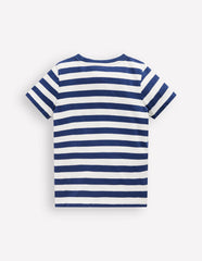 Short Sleeve Appliqué T-shirt - Prehistoric Animals Applique