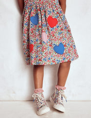Appliqué T-shirt Dress - Rose Pink Flowerbed Hearts