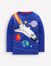 Lift - the - flap T-shirt - Bright Blue Rocket