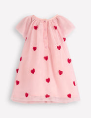 Layered Tulle Dress - Chalk Pink Hearts