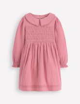 Double Cloth Collared Dress - Pink Heather