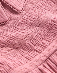 Double Cloth Collared Dress - Pink Heather