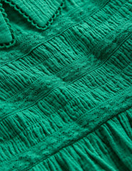 Double Cloth Collared Dress - Shady Green