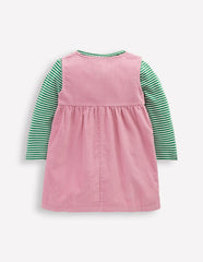 Woven Pinny Dress Set - Pink Apple