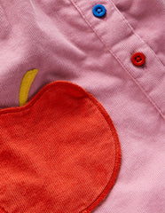Woven Pinny Dress Set - Pink Apple