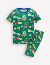Snug Short John Glow Pyjamas - Green Satellites
