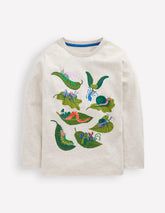 Long Sleeve Printed T-shirt - Oatmeal Bugs