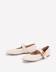 Kylie Flat Buckle Mary Jane - Ecru