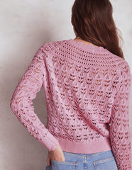 Crochet Mix Stitch Sweater - Formica Pink