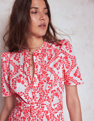 Kate Puff Sleeve Belted Dress - lvory, Vine Silhouette