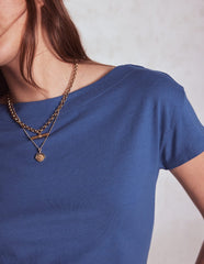 Supersoft Boat Neck T-shirt - Denim Blue