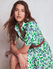 Alexa Maxi Shirt Dress - Rich Emerald, Ornate Vine