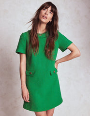 Evita Cotton Shift Dress - Rich Emerald