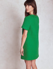 Evita Cotton Shift Dress - Rich Emerald