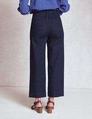 Patch Pocket Cropped Pants - Indigo Braid