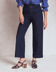 Patch Pocket Cropped Pants - Indigo Braid