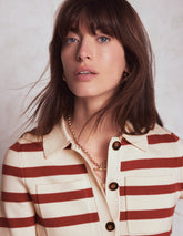 Astrid Knitted Shirt - Warm Ivory, Terracotta