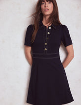Nicolette Ponte Shirt Dress - Navy
