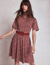 Louisa Short Jersey Dress - Chestnut, Painted Dot