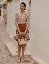 Dot Pointelle Cardigan - Warm Ivory/ Red