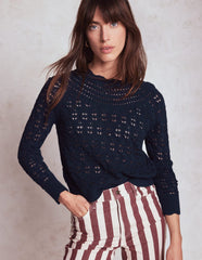 Crochet Mix Stitch Sweater - Navy