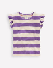 Relaxed Towelling Top - Soft Ivory/Aster Purple