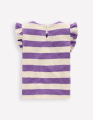 Relaxed Towelling Top - Soft Ivory/Aster Purple