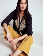 Alma Embroidered Shirt - Navy