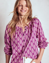 Isla Long Sleeve Jersey Shirt - Purple, Wildflower Bouquet
