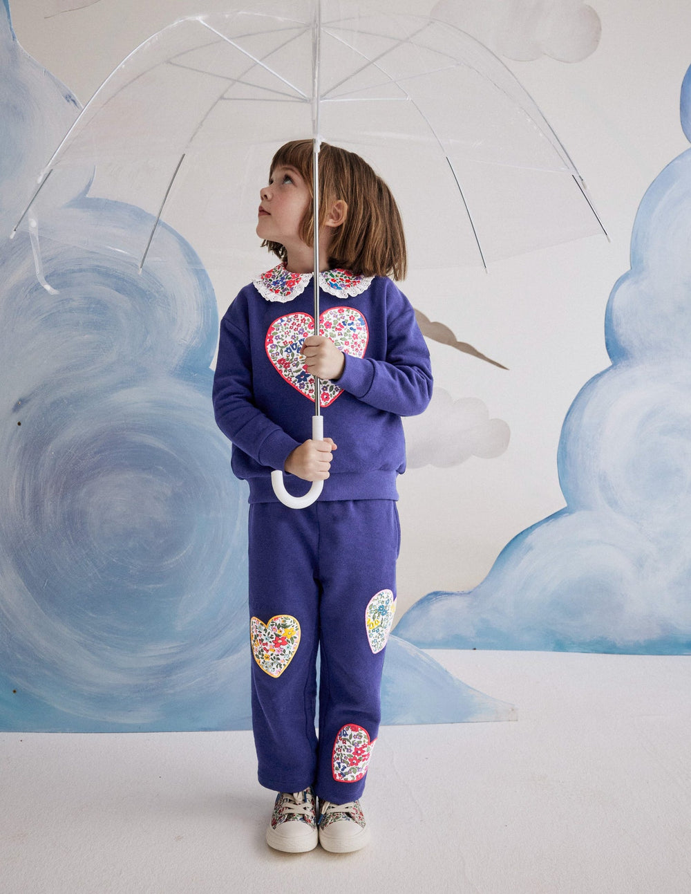 Bobbie Appliqué Joggers - Starboard Blue Hearts