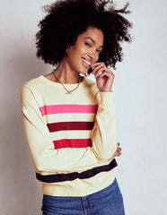 Lara Relaxed Cotton Jumper - Ivory, Multi Stripe
