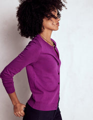 Emilia Cotton Crew Cardigan - Regal Purple
