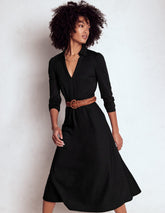 Imogen Collared Jersey Dress - Black