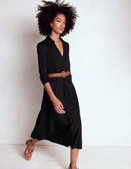 Imogen Collared Jersey Dress - Black