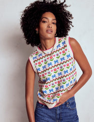 Edie Fair Isle Vest - Oatmeal Melange, Flowers