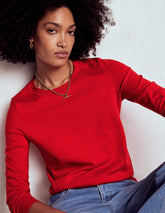 Emilia Cotton Crew Sweater - Poppy Red