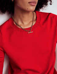 Emilia Cotton Crew Sweater - Poppy Red