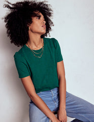 Cotton Puff Sleeve T-shirt - Drake Green
