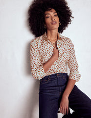 Saskia Stretch Cotton Shirt - Cognac, Painted Dot