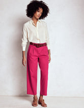 Bloomsbury Cotton Pants - Bright Cherry