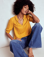 Ria Short Sleeve Top - Golden Rye