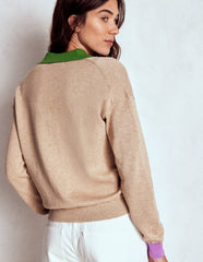 Lara Relaxed Cotton Henley - Chinchilla Melange