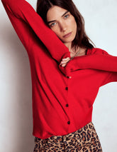 Emilia Cotton Crew Cardigan - Poppy Red